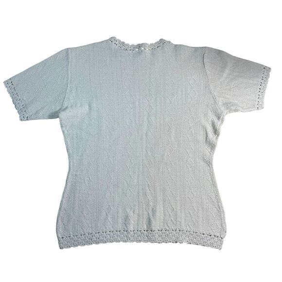 VTG Lecomte Sweater Short Sleeve Handknit Oversize Cozy Size Medium Granny Rose - Picture 5 of 5